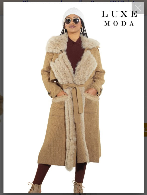 Luxe Moda By Donna Vinci LM-490 1PC Faux Coat /Duster