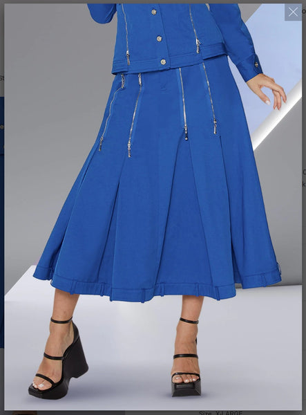 Love The Queen 17532-S 1PC Skirt Cotton Twill Fabric Designed With Open End Silver Zippers Love The Queen