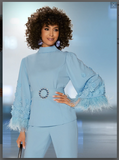 Love The Queen !7533 1PC Top 3/4 Length Sleeves With Feathers On The  Hem.  Woven Love The Queen