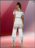 Love The Queen 17541 1PC Jumpsuit With Exclusive Lace Fabric Designed With Solid Woven Fabric Love The Queen