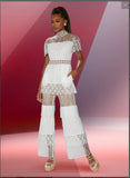 Love The Queen 17541 1PC Jumpsuit With Exclusive Lace Fabric Designed With Solid Woven Fabric Love The Queen