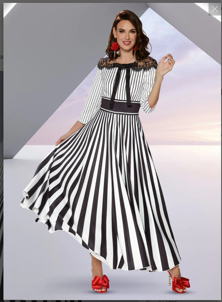 Love The Queen 17543 1PC Dress Stretch Fabric Trimmed With Black Lace Love The Queen