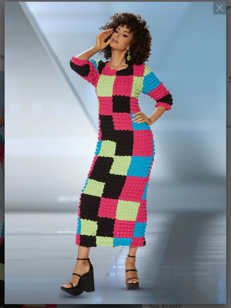 Love The Queen 17557 1PC Dress Soft Stretch 3D Embossed Bubble Puff Fabric Love The Queen