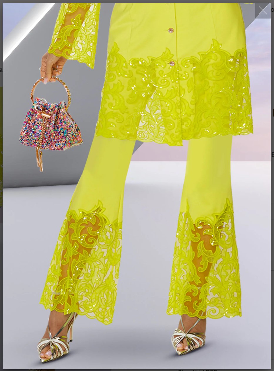 Love The Queen 17653P 1PC Pant In Soft Stretch Fabric Designed With Embroidery Sequin Love The Queen