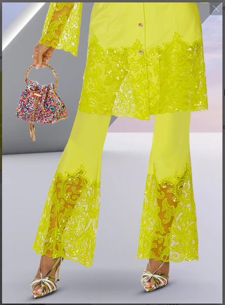 Love The Queen 17653P 1PC Pant In Soft Stretch Fabric Designed With Embroidery Sequin Love The Queen