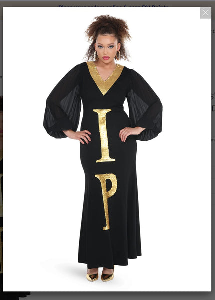 Love The Queen Style 17571 1PC Black/Gold VIP Dress Love The Queen