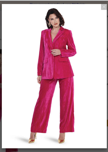 Love The Queen Style 17573 2PC Raspberry Jacket And Pant Set Love The Queen