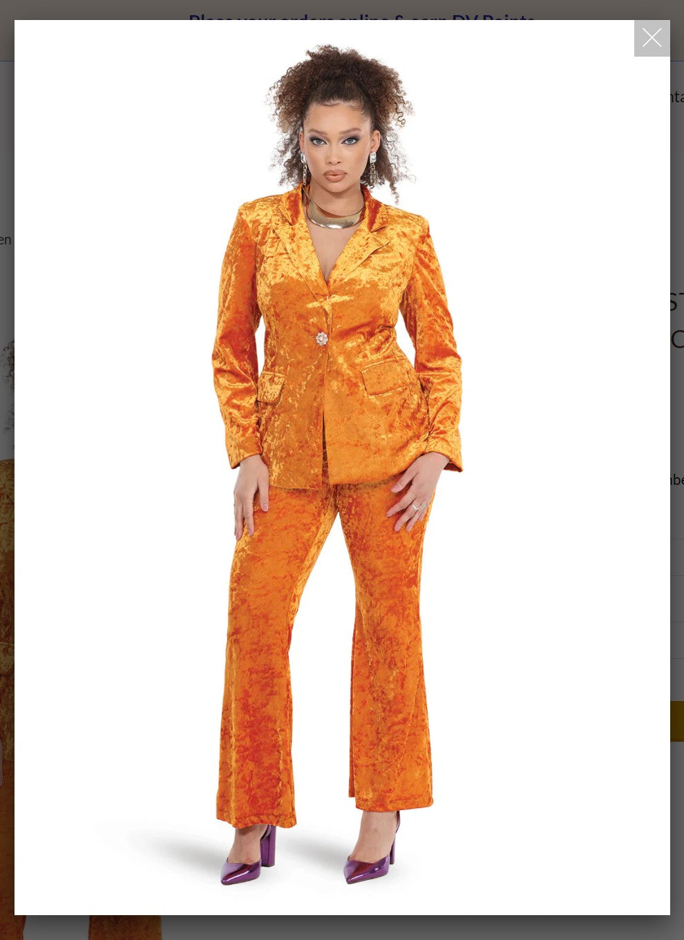 Love The Queen Style 17574 2PC Orange Jacket And Pant Set Love The Queen