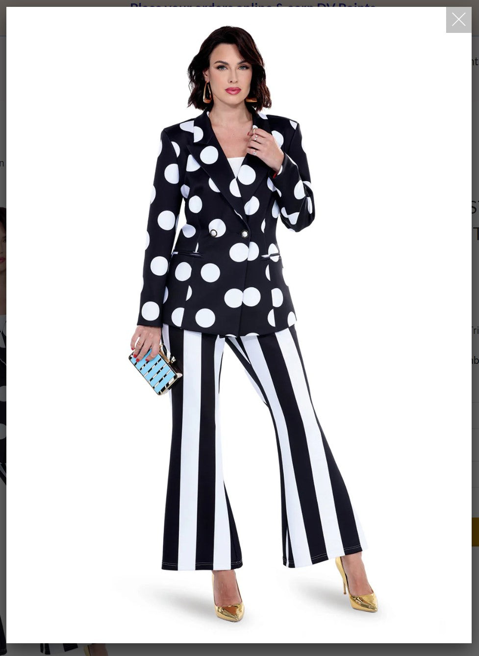 Love The Queen Style 17575 2PC Black/White Jacket/Pant Suit Love The Queen