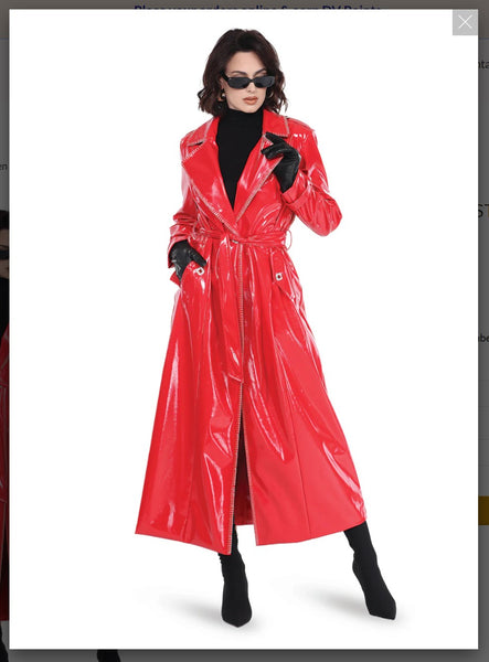 Love The Queen Style 17579 1PC Red Trench Jacket Love The Queen
