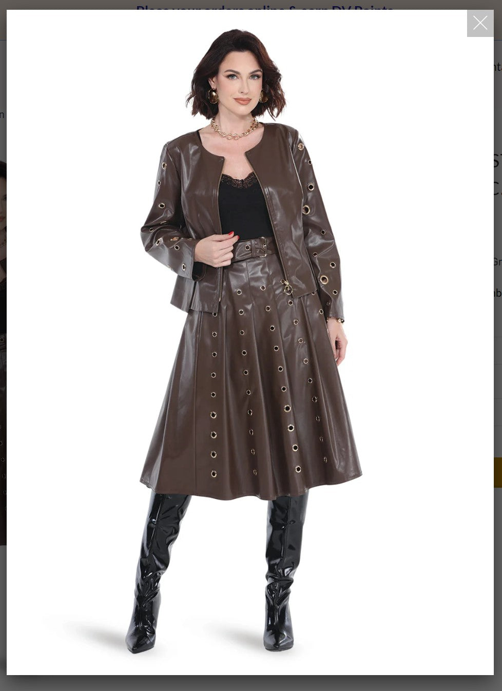 Love The Queen Style 17582 Brown 2PC Jacket/Skirt Set Love The Queen