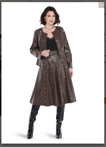 Love The Queen Style 17582 Brown 2PC Jacket/Skirt Set Love The Queen