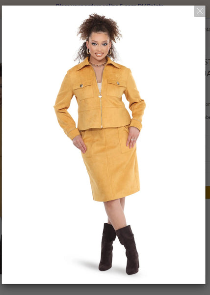Love The Queen Style 17584 Gold 2PC Jacket/Skirt Set Love The Queen