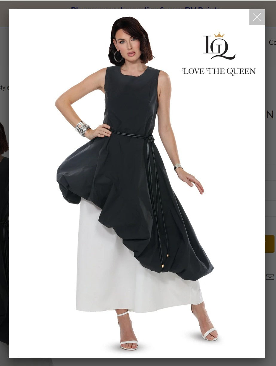 Love The Queen Style 17605 1PC Sleeveless Two Tone Dress.  Black/White