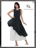 Love The Queen Style 17605 1PC Sleeveless Two Tone Dress.  Black/White