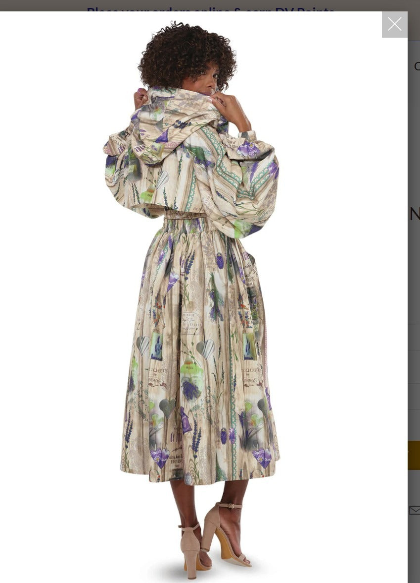 Love The Queen Style 17613 2PC Long Sleeve Jacket With A Flare Skirt