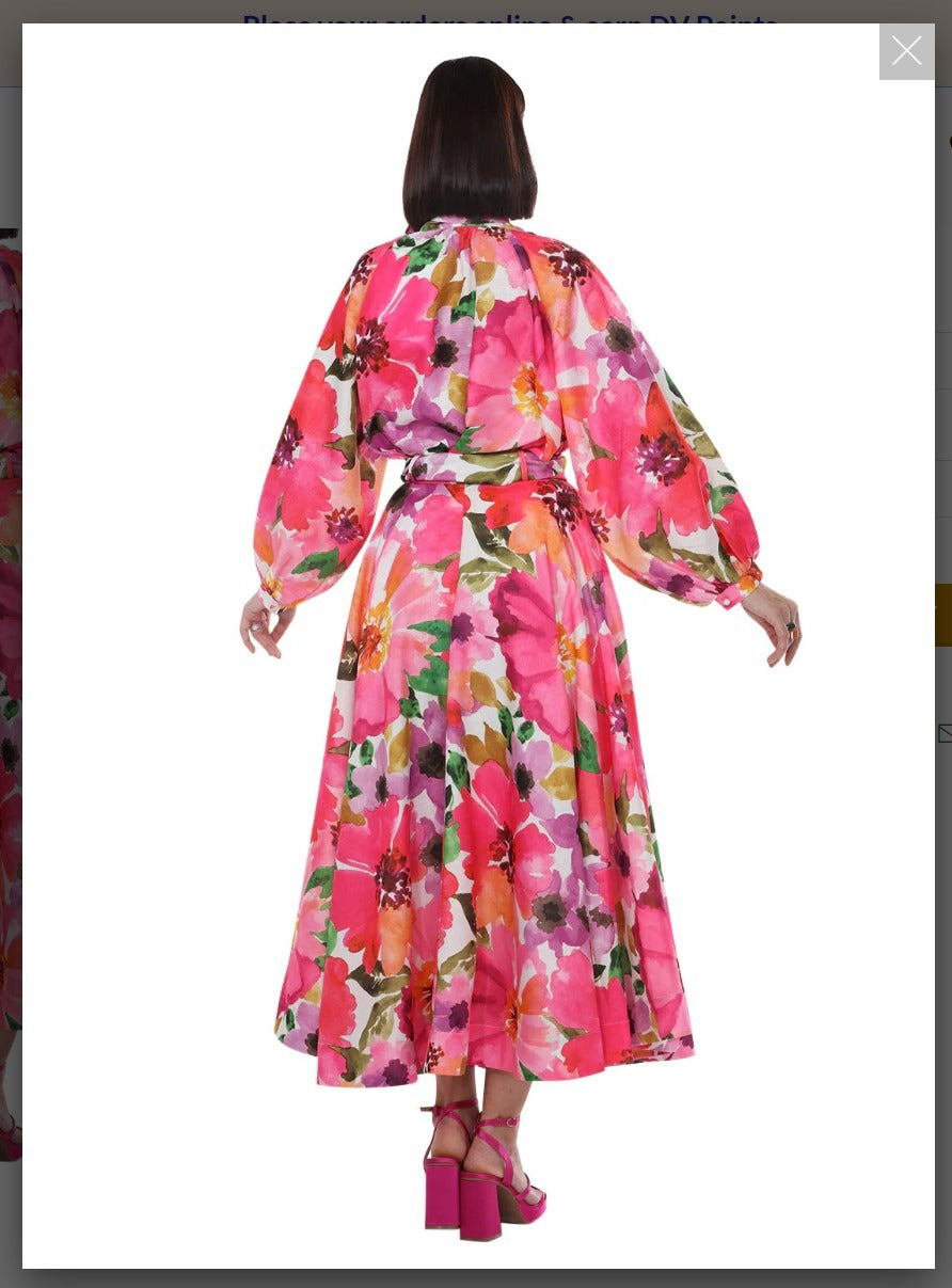 Love The Queen Style 17614 2PC Long Sleeve Blouse With A Flare Skirt