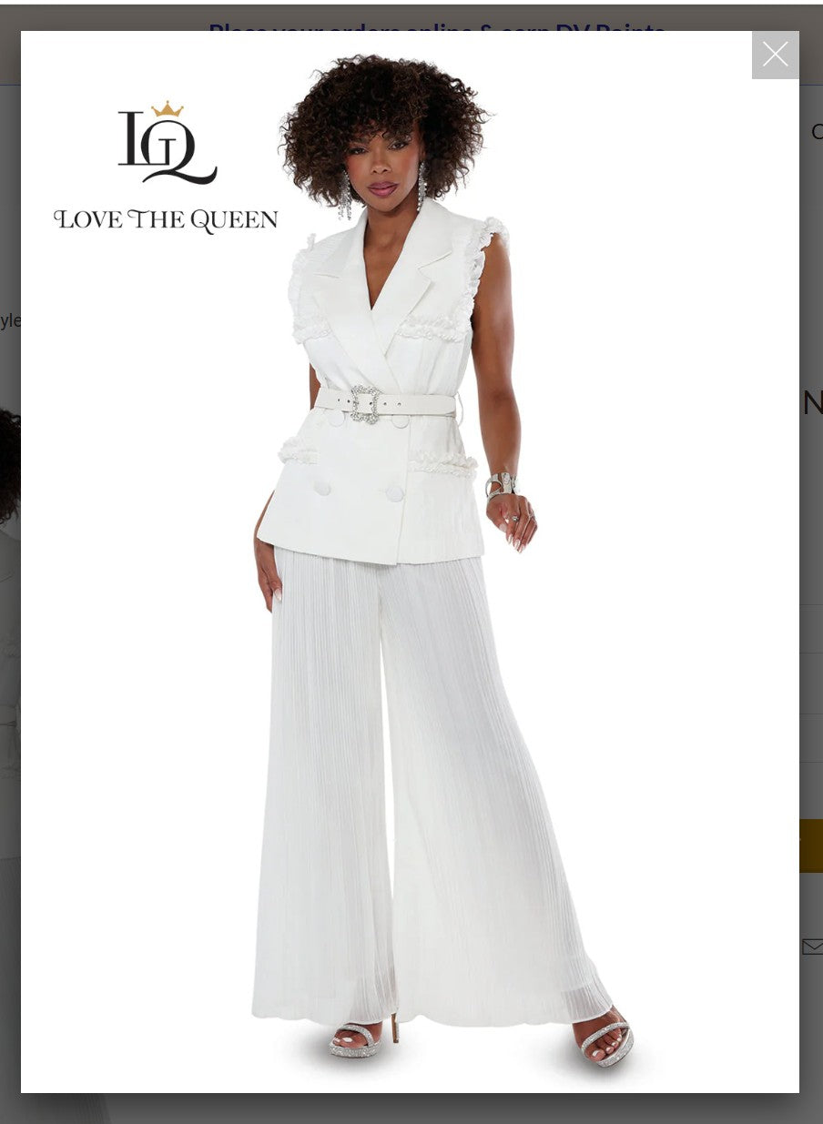 Love The Queen Style 17616  2PC Sleeveless Jack With Wide Leg Pants