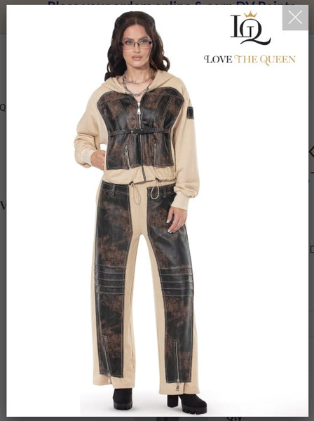 Love The Queen Style 17622 2PC Long Sleeve Jacket/Pant Set