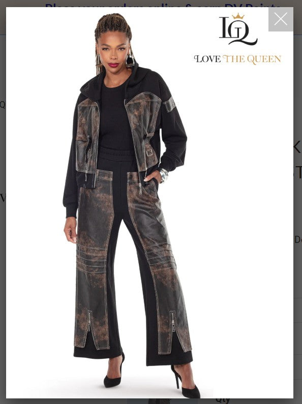 Love The Queen Style 17622 2PC Long Sleeve Jacket/Pant Set