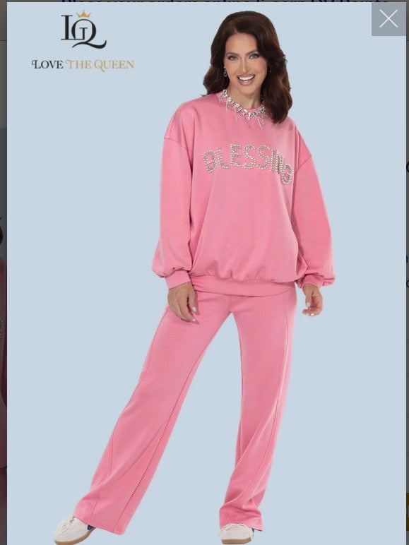 Love The Queen Style 17640 2PC Top And Pant High Quality Knit