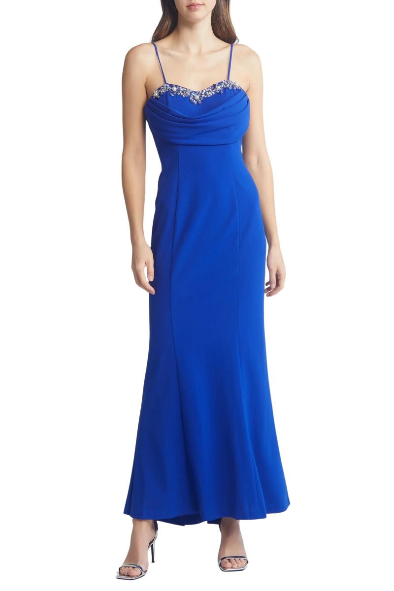 Marina Dresses Collection 268495  Rhinestone Trim Chiffon Capelet Gown Marina Dresses Collection