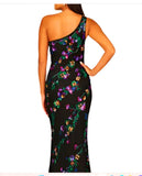 Aidan Mattox  MD1E209115 Beaded Mesh One Shoulder Sleeveless Mermaid Gown