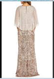 RM Richards 9209 Capelet Sleeve Sequined Evening Dress