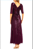 RM Richards 9788 3/4 Sleeve Sequined Evening Dress