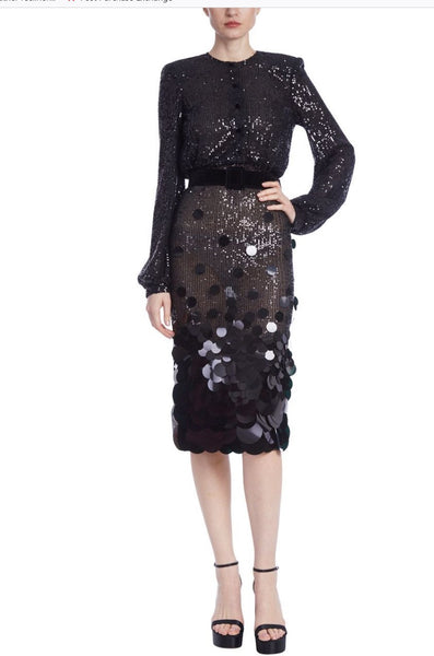 Badgley Mischka SC3993  Sequined Cocktail Dress with Paillettes Badgley Mischka