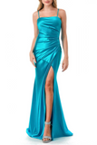Aspeed Collection D601 Spaghetti Strap Pleated Waist Evening Dress