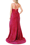Aspeed D621 Sequined Spaghetti Strap Long Evening Dress