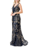 Aspeed M2803Y V-Neck Sequined Evening Mermaid Dress