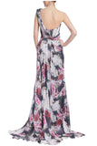 Badgley Mischka EG4089Beaded Floral One-Shoulder Front Slit Gown Badgley Mischka