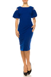 ILE  SCS1383 CLOTHING PUFF SLEEVE SHEATH DRESS ILE