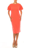 ILE  SCS1383 CLOTHING PUFF SLEEVE SHEATH DRESS ILE