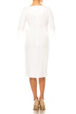 ILE SCS383  CLOTHING 3/4 SLEEVE PLEATED FRONT SHEATH DRESS ILE