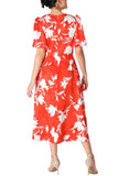 Julia Jordan Dresses JJ38363  Floral Balloon Sleeve Midi Dress Julia Jordan Dresses
