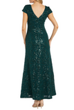 RM Richards 2858 Short Sleeve Sequined Evening Dress