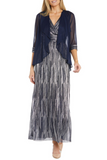 RM Richards 2781 2-Piece Metallic & Sheer Jacket Dress