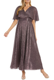 RM Richards 3222 Caplet Sleeve Metallic Evening Dress
