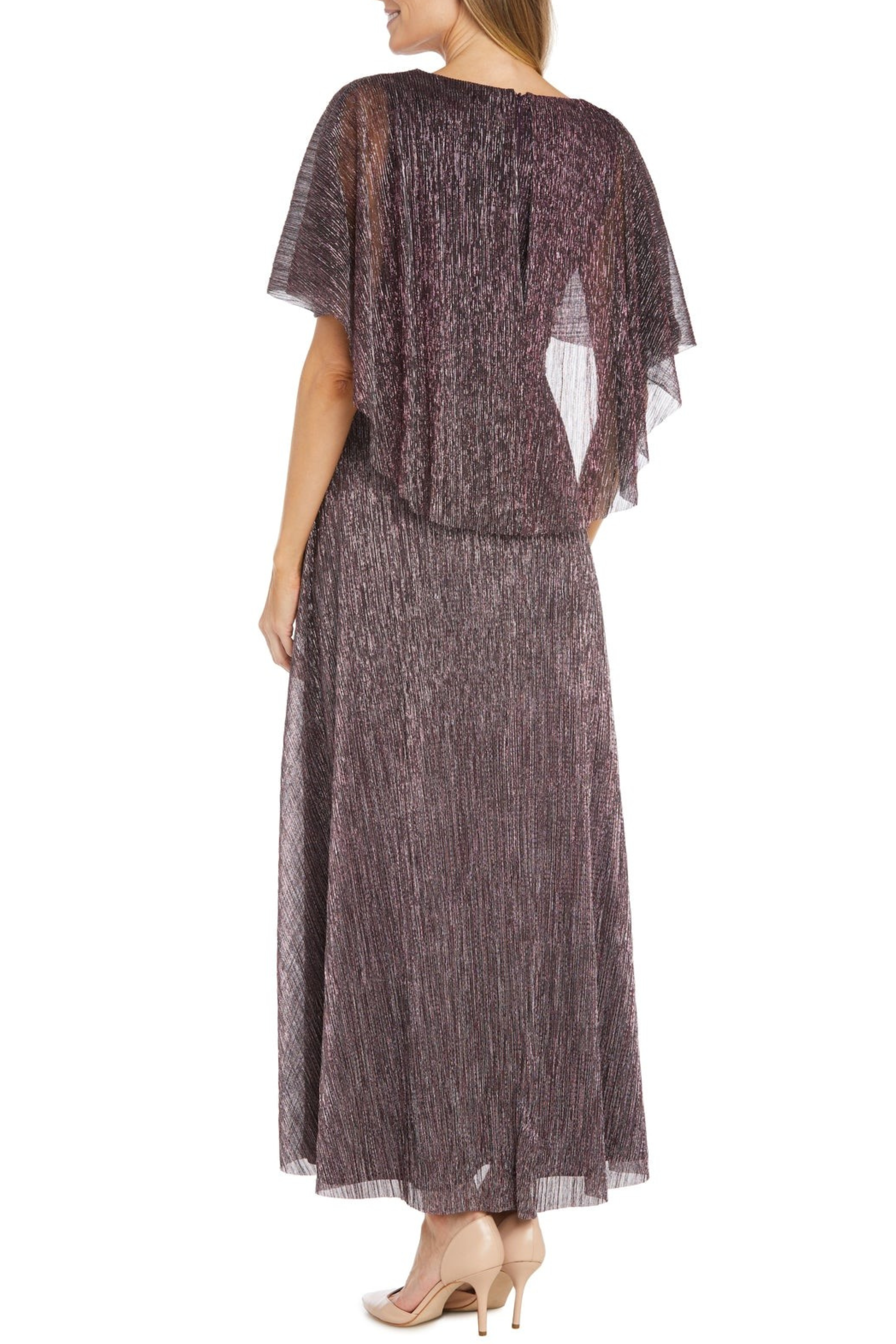 RM Richards 3222 Caplet Sleeve Metallic Evening Dress