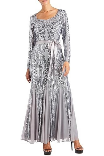 RM Richards 5623 Long Sleeve Sequined Evening Dress