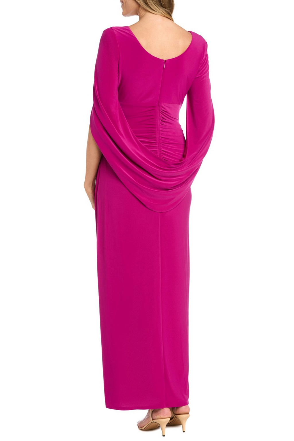RM Richards 5899 Draped Shawl Sleeve Long Evening Dress