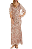 RM Richards 5909 Sequined Cape Shawl Evening Dress