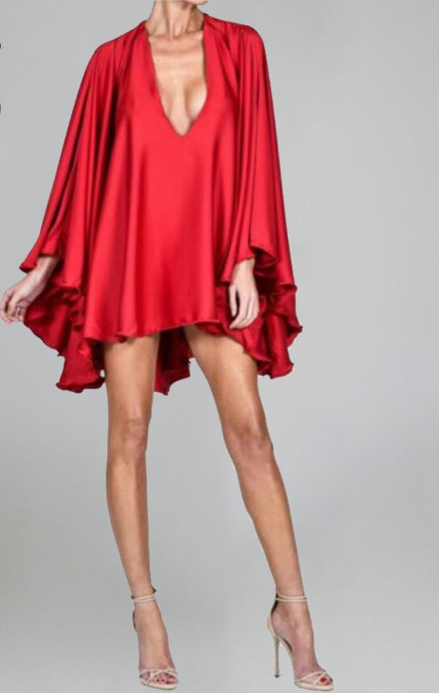 Red Cape Dress - Jazmine & Yazmine Designer Boutique