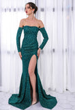Emerald Green Sequin Gown - Jazmine & Yazmine Designer Boutique