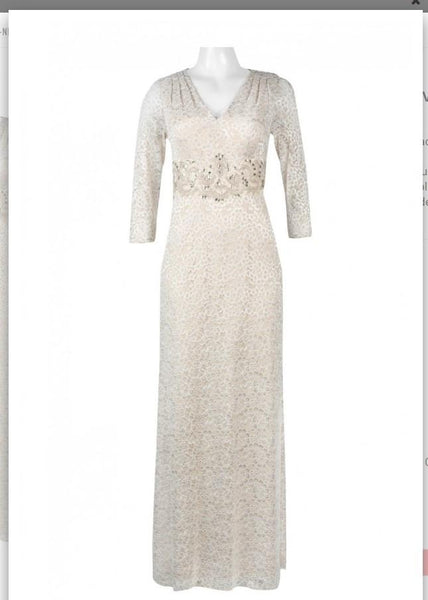 Alex Evenings 1121776 V-Neck Long Sleeve Zipper Back Alex Evenings