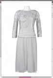 Alex Evenings 217197 Boat Neck Long Sleeve Embroidered Dress Alex Evenings