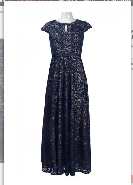 Alex Evenings 217441 Crew Neck Cap Sleeve Keyhole Alex Evenings